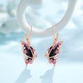 wholesale 925 Sterling Silver Pink Sapphire Black Onyx Butterfly Drop Earrings for Women-0-1