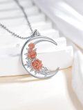 wholesale  Sterling Silver Moon Pendant Birth Flower Necklace for Women -0-3