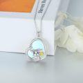 wholesale 925 Sterling Silver Moonstone Highland Cow Pendant Necklace with Sunflower Charm-0-2
