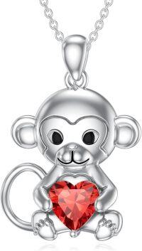 wholesale Metal Stone Monkey Pendant Necklace Birthstone Jewelry Gift for Women-January