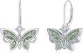 wholesale 925 Sterling Silver Green Moss Agate Butterfly Drop Earrings for Women Girls Gift Idea-0-0