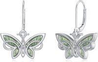 wholesale 925 Sterling Silver Green Moss Agate Butterfly Drop Earrings for Women Girls Gift Idea-Butterfly Moss Agate