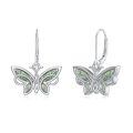 wholesale 925 Sterling Silver White Gold Plated Butterfly Moss Agate Drop Earrings-0-0
