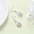 wholesale 925 Sterling Silver Gold Plated Flower Design Teardrop Dangle Earrings for Women Girls  4cm Long-0-4