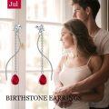 wholesale  925 Sterling Silver Ruby & 5A Cubic Zirconia July Birthstone Earrings for Women-0-3