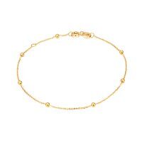 wholesale 18K Gold Bead Thin Chain Bracelet for Women Real Gold Jewelry-7 IN 1.7mm Bead 18k
