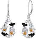 wholesale 925 Sterling Silver Ghosts & Pumpkins Teardrop Gothic Halloween Dangle Earrings-0-0