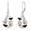wholesale 925 Sterling Silver Halloween Ghost Bat Pumpkin Drop Earrings-0-0