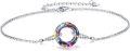 wholesale 925 Sterling Silver Blue Crystal Circle Chain Bracelet for Women s-0-11