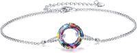 wholesale 925 Sterling Silver Blue Crystal Circle Chain Bracelet for Women s-Volcanic Crystal Anklet