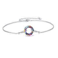 wholesale 925 Sterling Silver Infinity Circle Bracelet Wholesale With Rainbow Charm-Volcanic Crystal Anklet