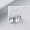 wholesale 925 Sterling Silver Pearl Dragon Earrings with Wings and Tail Design - Vintage Style Drop Jewelry for Women-0-2