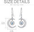 wholesale 925 Sterling Silver Crescent Moon Blue Crystal Evil Eye Hamsa Drop Earrings for Women-0-2