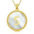wholesale Gold 925 Sterling Silver Mother of Pearl Initial S Pendant Necklace for Women-0-0