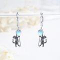 wholesale 925 Sterling Silver Heart-Shaped Moonstone Cat Dangle Earrings-0-4