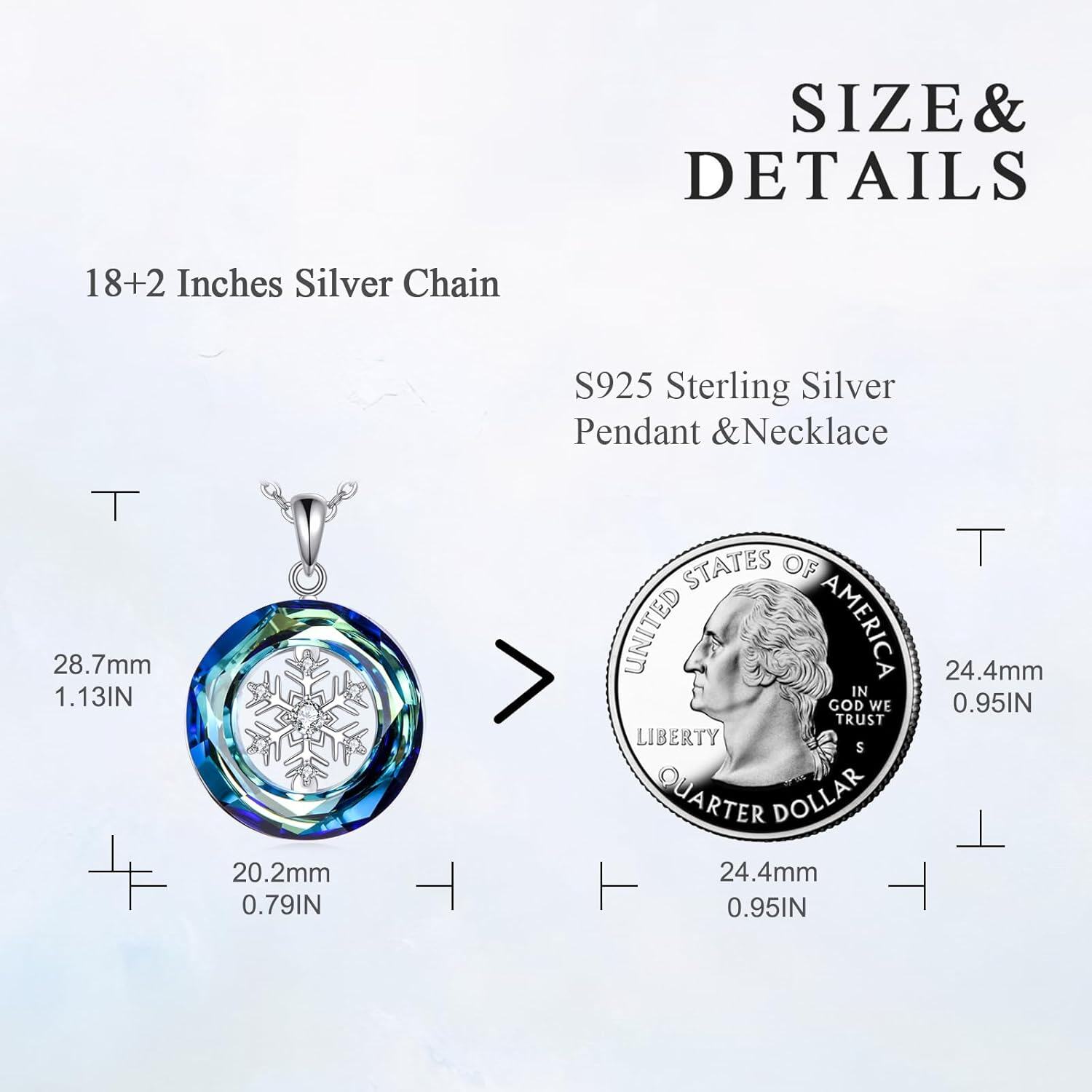 Sterling Silver Snowflake Pendant Necklace for Women Christmas Birthday Jewelry Gift-0-5