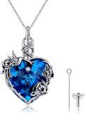 wholesale 925 Sterling Silver Birthstone Crystal Butterfly Heart Pendant Necklace for Women-0-0
