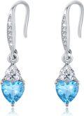 wholesale 925 Sterling Silver CZ Heart Drop Birthstone Earrings for Women Girls Gifts-0-0