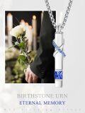 wholesale 925 Sterling Silver Birthstones Urn Necklace for Ashes Infinity Cube Cremation Pendant-0-5