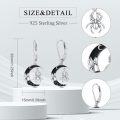 wholesale 925 Sterling Silver 925 Black Enamel Crescent Moon & Spider Leverback Dangle Earrings-0-1