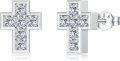 wholesale 925 Sterling Silver Cross Stud Earrings with Cubic Zirconia - Religious  for Her-0-0