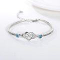 wholesale 925 Sterling Silver Blue Crystal Infinity Heart Bracelet for Daughter Friendship-0-1