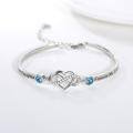 wholesale 925 Sterling Silver Blue Crystal Infinity Heart Bracelet for Daughter Friendship-0-1
