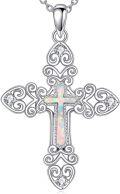 wholesale 925 Sterling Silver Opal Celtic Cross Pendant Necklace for Women Boho s-0-0