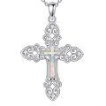 wholesale 925 Sterling Silver Opal Cross Pendant-0-0