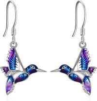 wholesale 925 Sterling Silver Hummingbird Dangle Earrings for Women Gifts-Silver-Hummingbird Earrings