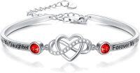 wholesale Sterling Silver Adjustable Infinity Heart Bangle for Women-Bangle for Daughter(Red)