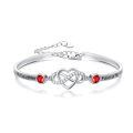 wholesale 925 Sterling Silver Forever My Daughter Heart Bangle With Pink Stones-0-11