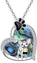 wholesale 925 Sterling Silver Abalone Shell Dog Paw Heart Pendant Necklace for Women-0-0