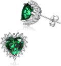 wholesale 925 Sterling Silver Rhodium Plated Emerald Earrings for Women, Unique Gifts for Mother, Wife, Sister, Girlfriend, Birthday, Anniversary, Christmas-0-0