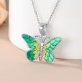 wholesale 925 Sterling Silver Purple & Yellow Enamel Butterfly Pendant Necklace for Women Gifts-0-25
