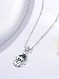 wholesale 925 Sterling Silver Snowman & Snowflake Charm Necklace - Winter Holiday s for Her-0-1