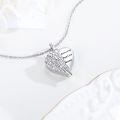 wholesale 925 Sterling Silver Angel Wing Heart Cremation Jewelry Keepsake Urn Necklace with Funnel and Fill Kit-0-1