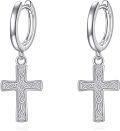 wholesale 925 Sterling Silver Black Cross/Hanging Hoop Earrings for Men Women-0-9