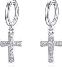 wholesale 925 Sterling Silver Black Cross/Hanging Hoop Earrings for Men Women-Celtic Cross Hoop