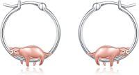 wholesale 925 Sterling Silver 925 Pink Pig Hoop Earrings - Cute Animal s for Women-Otter-B