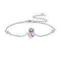 wholesale 925 Sterling Silver Pink Crystal Sloth Charm Bracelet for Women -0-0