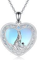 wholesale 925 Sterling Silver Heart-Shaped Leopard in Celtic Knot Design Moonstone Pendant Necklace for Women-0-0