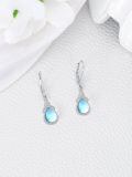 wholesale 925 Sterling Silver Moonstone Drop Earrings Platinum Plated Teardrop Celtic Knot Lever Back-0-2