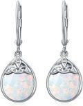 wholesale 925 Sterling Silver Moonstone Celtic Knot Teardrop Dangle Earrings-0-15