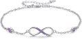 wholesale 925 Sterling Silver Purple Crystal Infinity Adjustable Ankle Anklet for Women-0-0