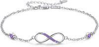 wholesale 925 Sterling Silver Purple Crystal Infinity Adjustable Ankle Anklet for Women-Purple