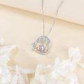 wholesale 925 Sterling Silver Elephant Family Love Heart Pendant Necklace with Cubic Zirconia Stones for Women Girls  43cm Chain Length-0-2