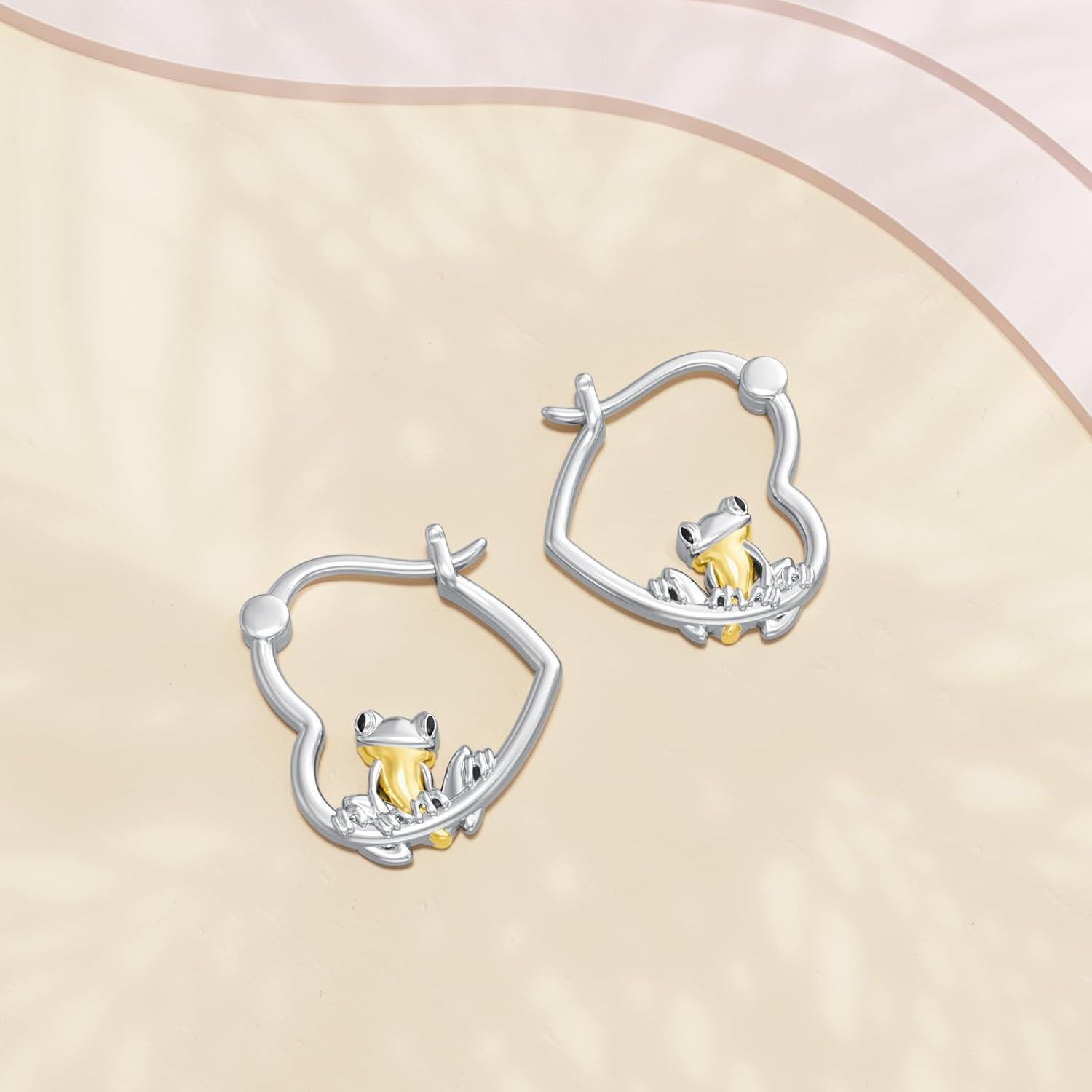 925 Sterling Silver Frog Animal Shape Gold Plated Studs earrings for Women Girls Minimalist  3cm Diameter-0-2