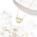 wholesale 10K Golden Cubic Zirconia Double Heart Pendant Necklace for Women-0-2