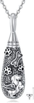 wholesale 925 Sterling Silver Pet Urn Keepsake Pendant with Paw Prints and Angel Design - Memorial Ashes Holder  for Women-0-0